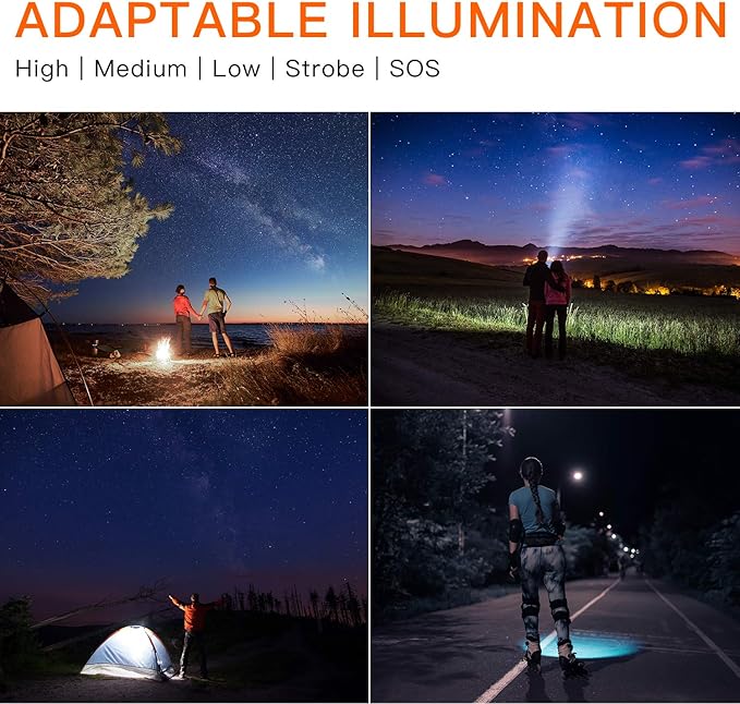 BUYSIGHT Rechargeable Spotlight,1000,000-Lumen Spot Lights Hand held Large Flashlight Handheld Spotlight Lightweight and Super Bright Flashlight (Aluminium_Alloy Silver)