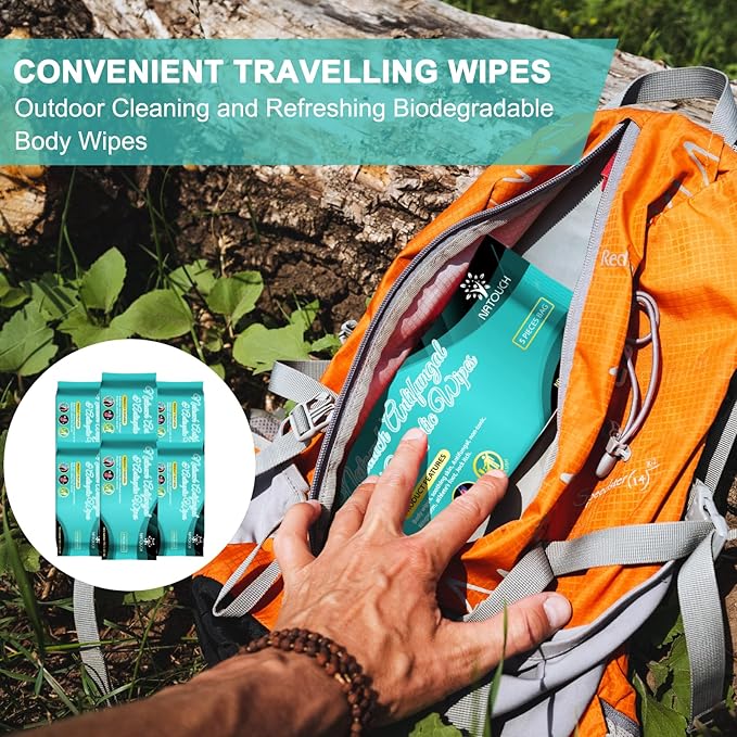 Antifungal Body Wipes, 30 Counts(6 Packs of 5) Travel Wipes, Non-Toxic Skin Camp Wipes Help Athletes Foot, Jock Itch, Ringworm. Rinse Free Gym Wipes for Wrestling, Martial Arts