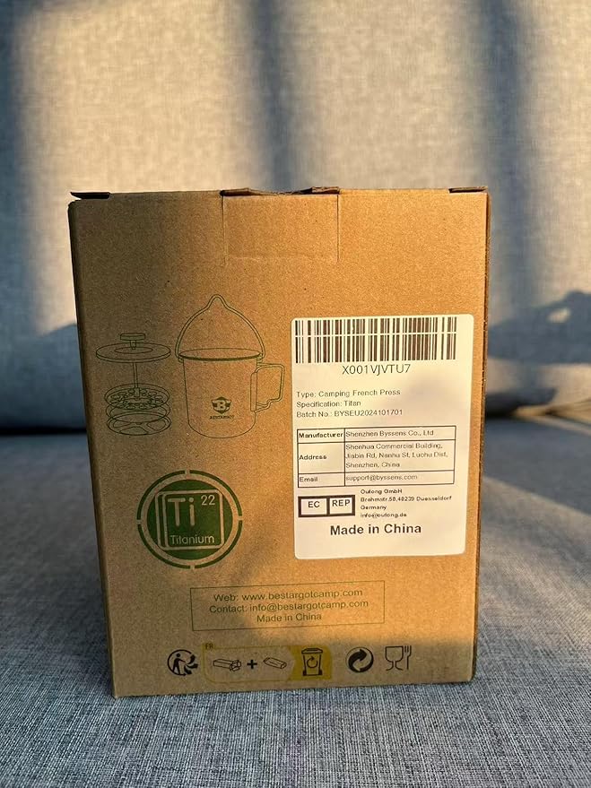 Bestargot Titanium Pot 750ml, Portable French Press | Ultralight Camping Pot for Coffee, Cooking & Survival | Compatible with Camp Stoves