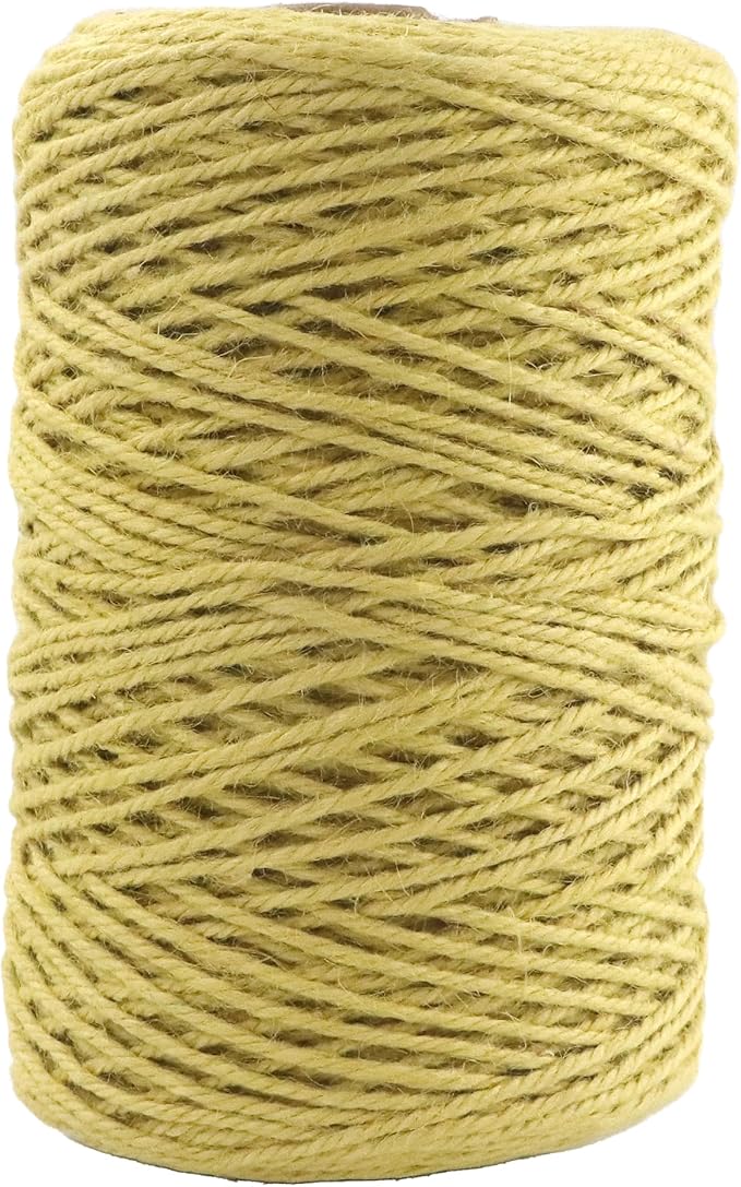 3mm x 1000 Feet Yellow Jute Rope, Twine for Gardening Tomato Climbing Plant Tie Floristry Crafts Gift Wrapping Packing Decor