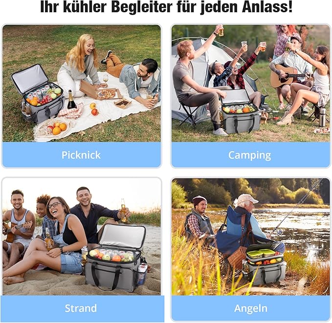 Insulated Cooler Bag 48/75 Cans, Soft Sided Portable Lunch Bag Coolers w/Zippered Top, Leak Proof PVC Interlayer, 5-Layer Insulation Large Ice Chest Bag for Travel, Camping, Beach, Picnic