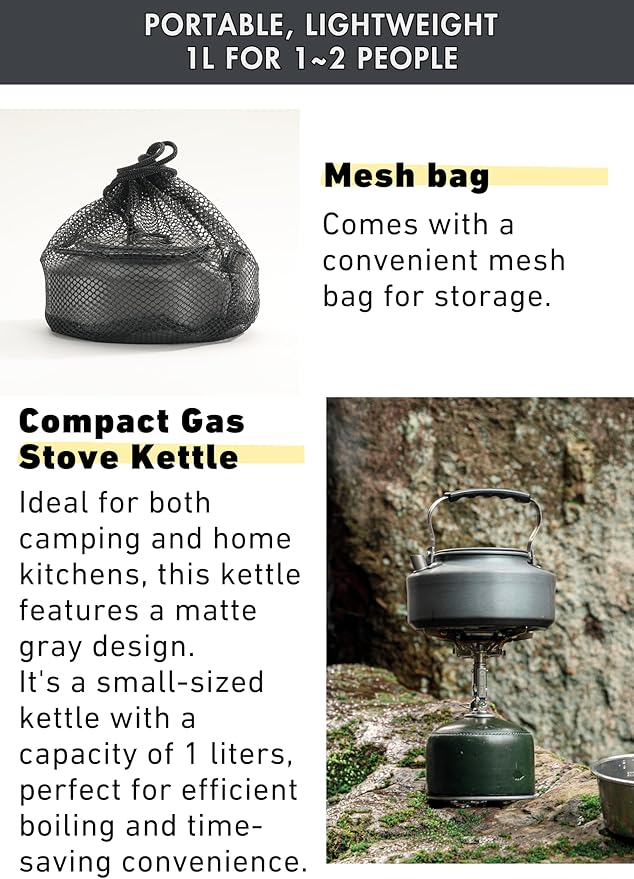 CAMPINGMOON Camping Kettle 1.5L Portable Ultra-Light Coffee Tea Pot S1500