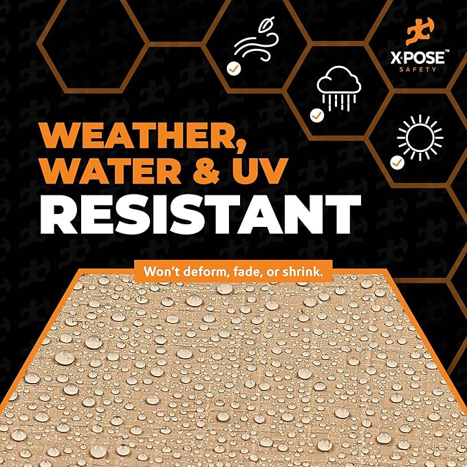 Heavy Duty Tan Poly Tarp 6' X 8' - Multipurpose Protective Cover - Durable, Waterproof, Weather Proof, Rip and Tear Resistant - Extra Thick 12 Mil Polyethylene - by Xpose Safety