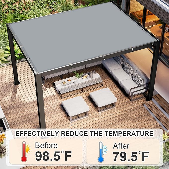 Cool Area Sun Shade Cloth with Grommets 3×13 FT Shade Panel Shade Tarp Screen Fabic for Outdoor Patio Pergola Cover Deck Garden, Silver (Customized)