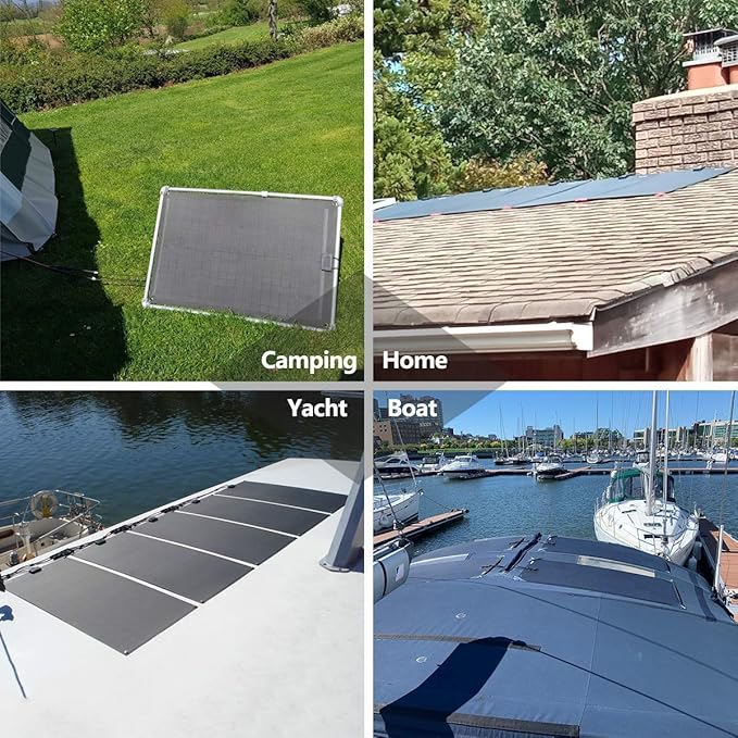 20W 12V ETFE Black Flexible Solar Panel, 18.5x12in, Ultrathin Ultra Lightweight, PERC Mono High Efficiency Solar Cells, for Campers, RVs, Boats,Camping, Tent