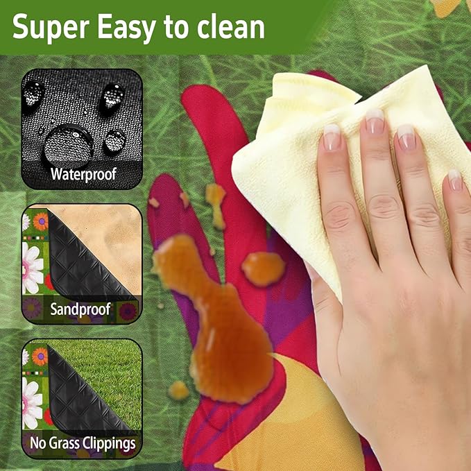 Extra Large Picnic Outdoor Blanket 60''x80'' Waterproof and Sandproof Picnic Mat for Beach Foldable Camping Accessories for Grass Lawn Park