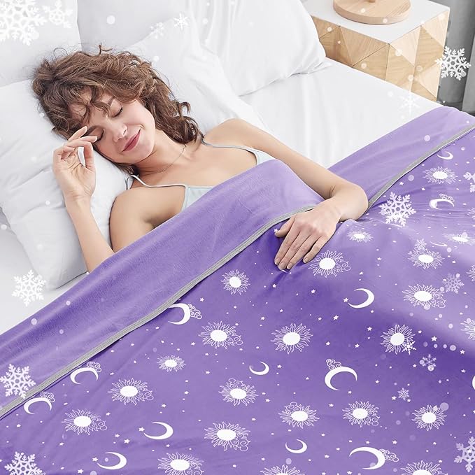 inhand Cooling Throw Blanket (50"x60") - Cooled Blankets for Hot Sleepers Lightweight Breathable Summer Blanket for Sleeping Night Sweats to Keep Cool in The Heat -Fantasy Purple