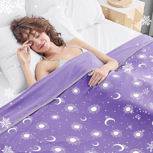 inhand Cooling Throw Blanket (50"x60") - Cooled Blankets for Hot Sleepers Lightweight Breathable Summer Blanket for Sleeping Night Sweats to Keep Cool in The Heat -Fantasy Purple