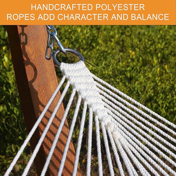 Lazy Daze Hammocks 12 FT Double Quilted Fabric Hammock and 13 FT Brown Wooden Arc Stand, with Spreader Bar, Removable Pillow, 2 Person Hammock for Outdoor Patio Poolside, 450 lb Capacity, Brown