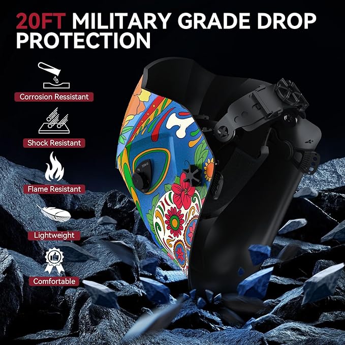 ARCCAPTAIN Welding Helmet Auto Darkening, 1/1/1/1 True Color Welding Hood, 4 Arc Sensor 1/25000s Response Time Solar Powered Weld Hood Helmet, Ghost