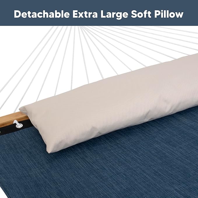 SUNCREAT Hammocks for Outside with Stand, Quick Dry Two Person Hammock with Head Pillow, 450 lbs Capacity, Navy