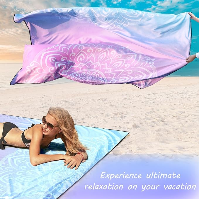 Beach Blanket Waterproof Sandproof Extra Large Beach Mat 79" X 83"/120"x108"for 1-8 Adults Quick Drying Durable Outdoor Picnic Mat for Beach Travel Camping Hiking