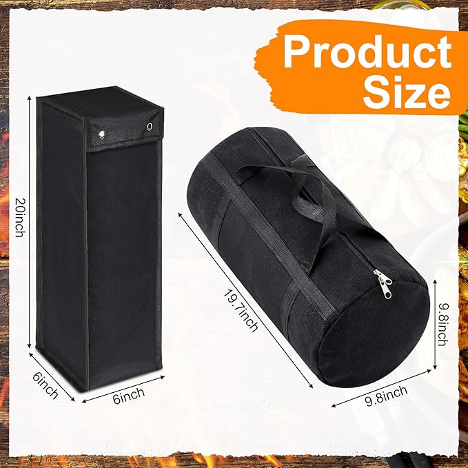 Amylove 2 Pcs Grill Utensil Storage Bag Waterproof Barbecue Grill Tool Accessory Storage with Zipper Foldable Extra Thick Oxford Cloth BBQ Tool Carry Bag for Camping Hiking Barbecue Outdoor(Black)