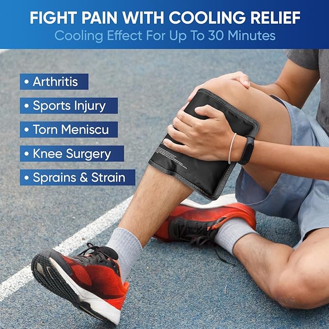 APEXUP Gel Ice Packs for Injuries Reusable, Flexible Double Sided Cold Packs for Injuries, Ice Pack for Knee, Shoulder, Back, Hip, Leg, Arm (Black, S, 1PK)