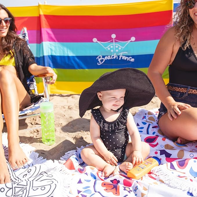 Premium 20 ft Beach Windscreen, Privacy Screen, Wind Blocker - Beach Colors, Free Rubber Mallet and Carry Bag Included