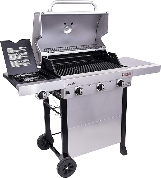 Char-Broil® Performance Series™ TRU-Infrared Cooking Technology 3-Burner with Side Burner Cart Propane Gas Stainless Steel Grill - 463370719