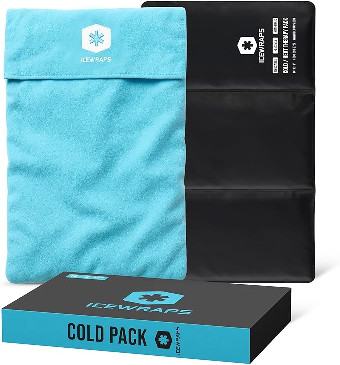 ICEWRAPS 12"x21" Extra Large Ice Pack with Soft Fabric Cover | Clay Ice Pack for Physical Therapy | Soft Ice Packs for Injuries Reusable Blue