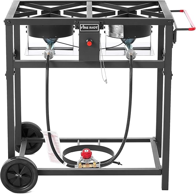 Propane Outdoor Double Burner Deep Fryer Cart, 2-18QT Aluminum Pots & Frying Baskets, Best for Fish Fry, Wings, Fries, Canjun Fry