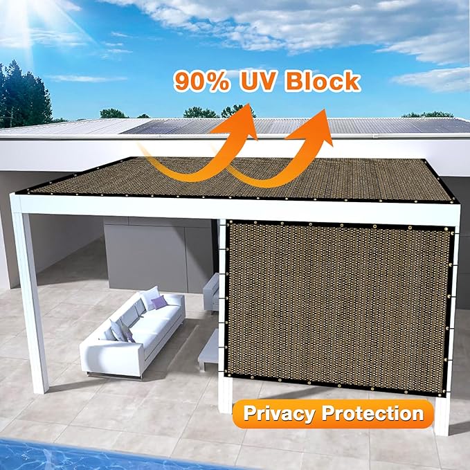 Artpuch Outdoor Pergola Shade Cover 11x15 FT Sun Shade Cloth with Grommets Mocha 90% UV Protection Canopy Patio Privacy Screen (Customized Available)