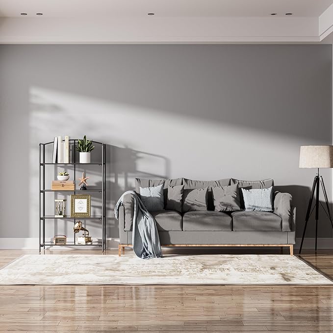 Crofy No Assembly Folding Bookshelf for Living Room, 4 Tier Black Collapsible Book Shelf for Home Office, Portable Bookcase Storage Organizer