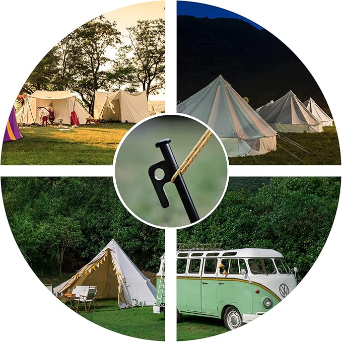 12 Pack Tent Stakes Heavy Duty Metal Tent Pegs for Camping Steel Tent Stakes 12 inch Unbreakable and Inflexible