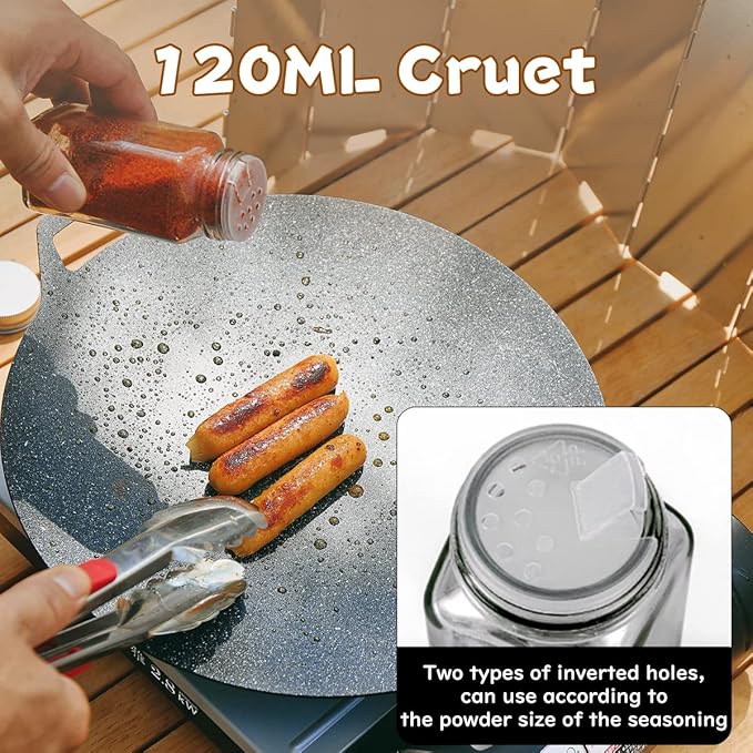 HIKEMAN Camping Portable Spice Set with 9 Containers - Pepper & Salt Shakers, Separable Storage Bag for Outdoor Travel, Camping, BBQ, Picnic