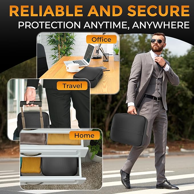 Fireproof Document Bag Waterproof Organizer Box With Lock 3 Layer File Storage Soft Case For Passport Ledger Papers Certificate Cash Files Important Documents Portable Secure Safe Home Travel Office