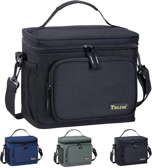 BALEINE Insulated Lunch Bag for Men Women, 15 Can Leakproof Cooler Bag with Adjustable Shoulder Strap for Work Picnic, Lunch Box for Women Men (Medium, Black)