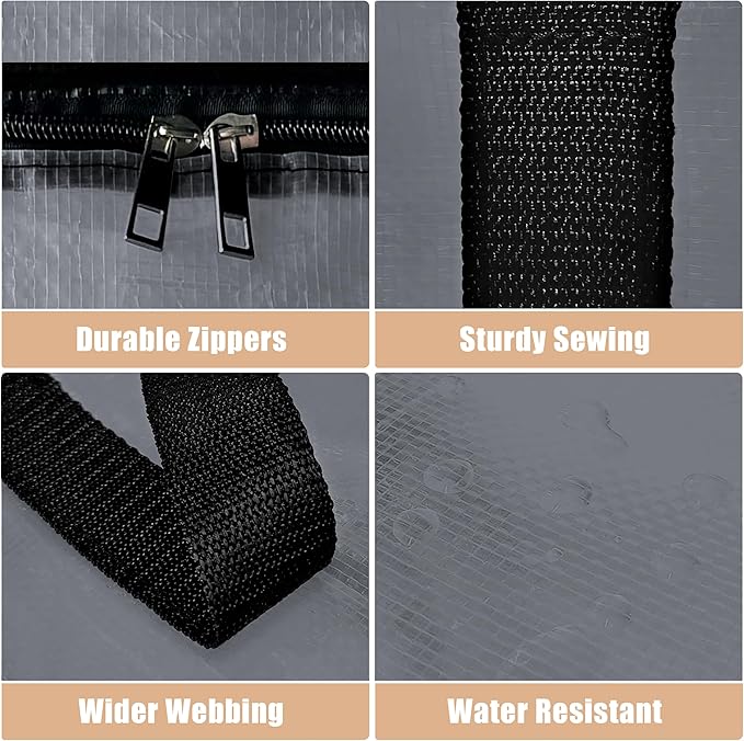 Heavy Duty Moving Bags - Extra Large Packing Bags and Storage Totes, Collapsible and Foldable Option for Moving and Storage, Grey, 125 L - 18 Pack