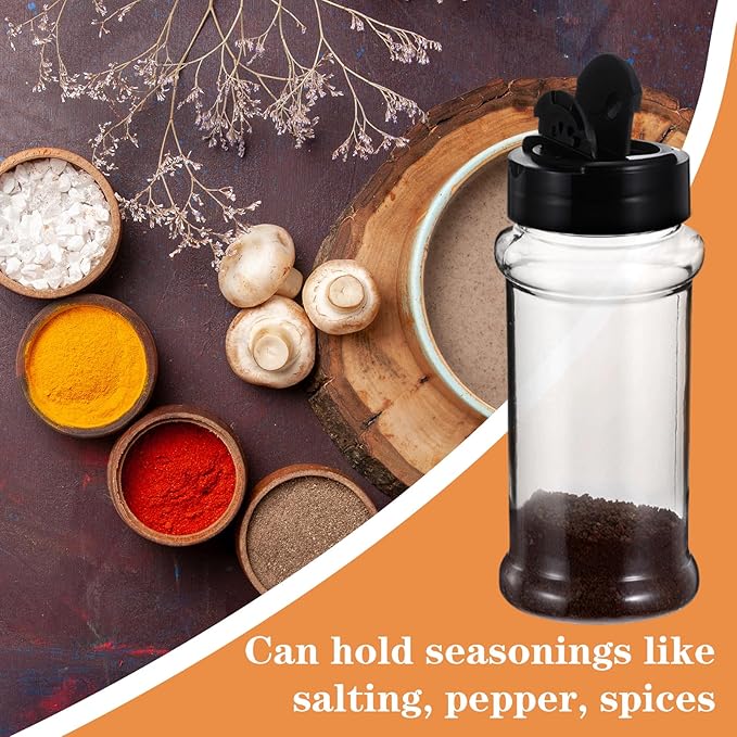 48 Pack Clear Plastic Spice Jars with Label and Shaker Lids Empty Spice Bottles Seasoning Containers Seasoning Jars Shaker Condiment Pots for Pepper Herbs Powders 3.4 oz