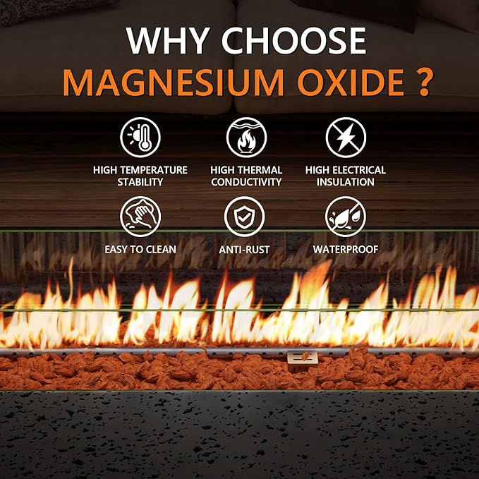 COSIEST 56-inch x 28-inch Outdoor Propane Fire Pit Coffee Table w Concrete Rectangle Base, CSA Certified, 50,000 BTU, Free Lava Rocks and RainCover, Fits 20lb Tank Outside, Wind Guard, Gray