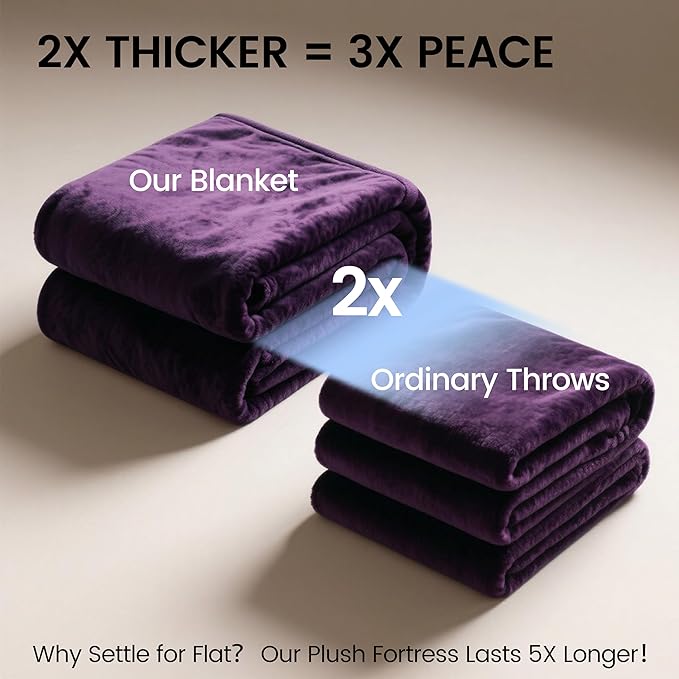 gogobunny Waterproof Bed Blanket, Reversible Sherpa Fleece Throw Blanket for Dog Puppy Cat, Furniture Cover Protects Bed Couch Sofa from Liquid Pee and Pet Fur (Dark Purple, 60x80 inches)