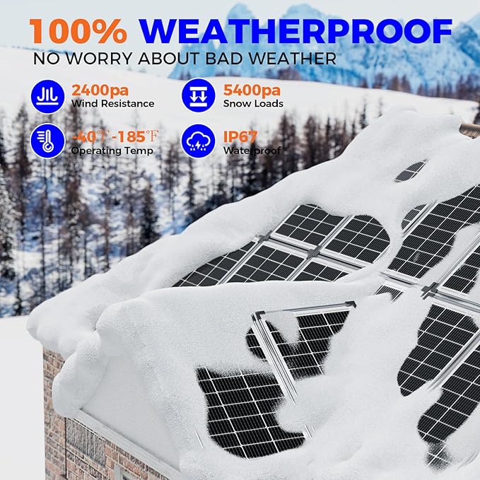100W 12V Solar Panel, High Efficiency 9BB Cell Monocrystalline Solar Panels IP67 Waterproof, Suitable for RV, Marine, Rooftop, Home, Yacht, Off-Grid Applications (100W Single Panel)