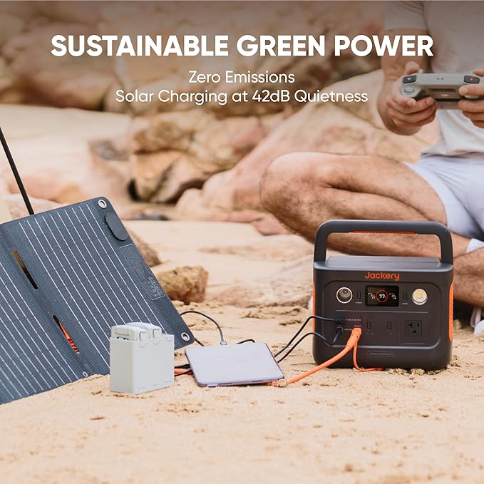Jackery Solar Generator 240 v2 and 40W Mini Solar Panel, 256Wh LiFePO4 Battery, 300W AC & 100W USB-C Output, Ultra Fast Solar Charging for Outdoors, Camping, Travel & Emergencies