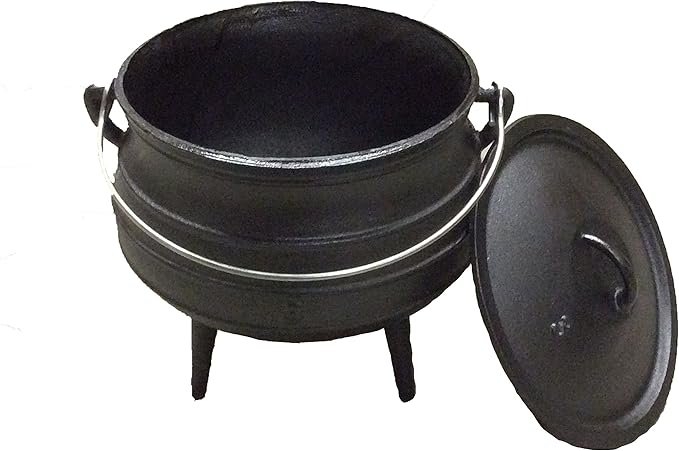 Cuisiland 8.5QT Cast Iron Potjie Cauldron Pot with Lid & 3 Legs – Pre-Seasoned South African-Style Campfire Pot for Outdoor Cooking, Soups, Stews & Braising – Heavy-Duty Cast Iron Dutch Oven