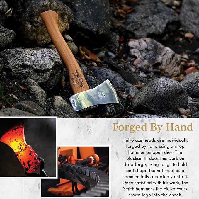1844 Helko Werk Germany Classic Voyager Hatchet - Camp Hatchet for Scouting, Camping, and Backpacking, Small Camping Axe with Hammer Head poll - Head 1 lb, Handle 13 in. (Voyager) #10107