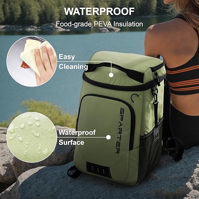 Backpack Cooler Insulated Leak Proof 33/49 Cans, 2 Insulated Compartments Thermal Bag, Portable Lightweight Beach Travel Camping Lunch Backpack for Men and Women