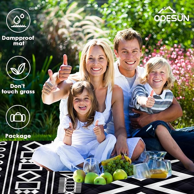 80"x60" Waterproof Picnic Blanket Large Outdoor Camping Blanket Foldable Picnic Camping Blanket Thicker Machine Washable Picnic Mat Portable Wearable for Picnics, Camping