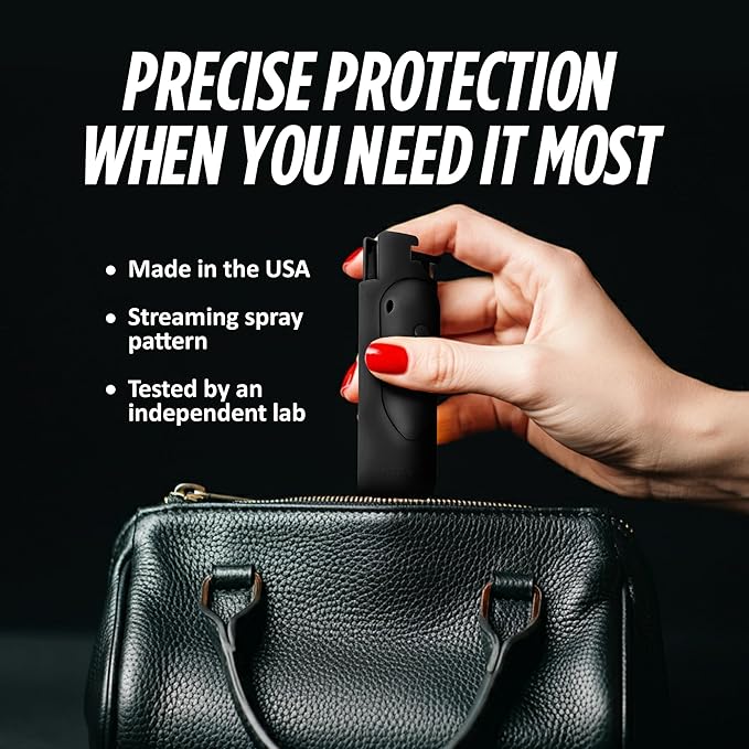 Guard Dog Security AccuFire 2 - Laser Sight Pepper Spray Self Defense - 20% Smaller - Instant Release - 16 Feet Safety Range - Maximum Strength - Finger Grips - Soft Touch Body