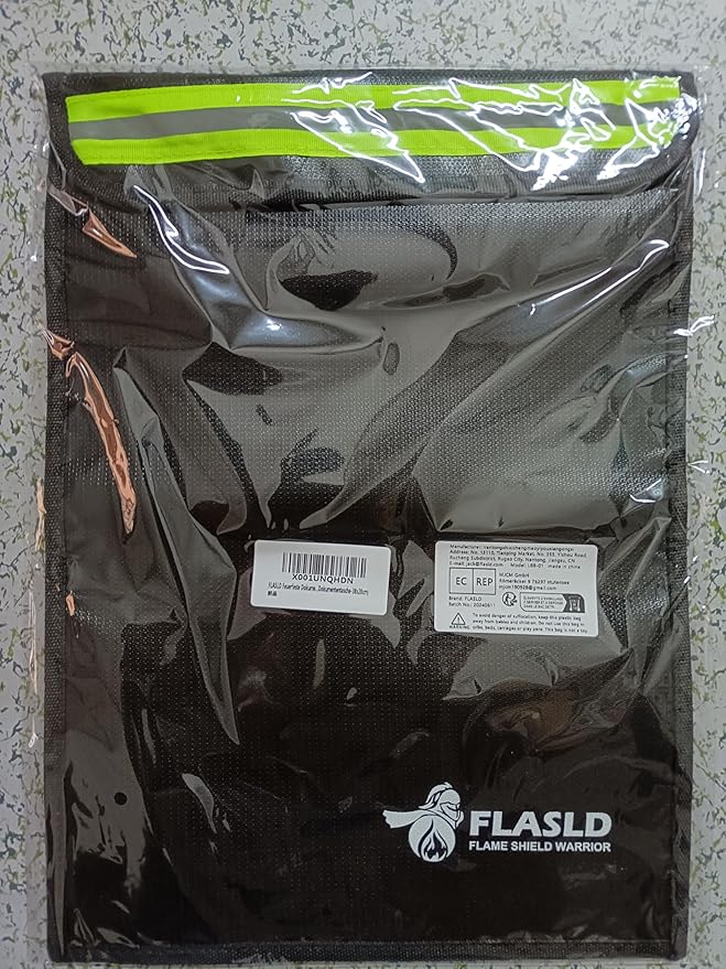 FLASLD Fireproof Document & Money Bags, Large Fireproof & Water Resistant Bag, Fireproof Folder Safe Bag for Cash, Valuables & Passport, with Silicone Coating & Zipper Closure (Document Bag-15x11”)