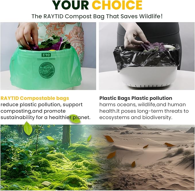 2.6 Gallon Compostable Trash Bags,240 Count Compost Trash Bags for Bedroom Kitchen Office Fit 10 Liter，Small Kitchen Food Scrap Waste Bags,ASTM D6400, US BPI & Europe OK compost HOME certified