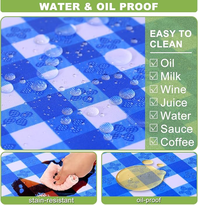 Fitted Picnic Table Cover with Bench Covers Vinyl Waterproof Elastic Edges Fitted Rectangle Tables Patio Tablecloth Camping Gear and Essentials Rv Accessories Road Trip Supplies Car Travel Must Haves