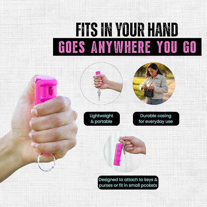 Police Magnum Keychain Pepper Spray Flip Top Safety 3 Pack 1/2oz- Maximum Heat Strength OC with Dye- Tactical Small Compact Case- for Women & Men's Self Defense- Made in The USA