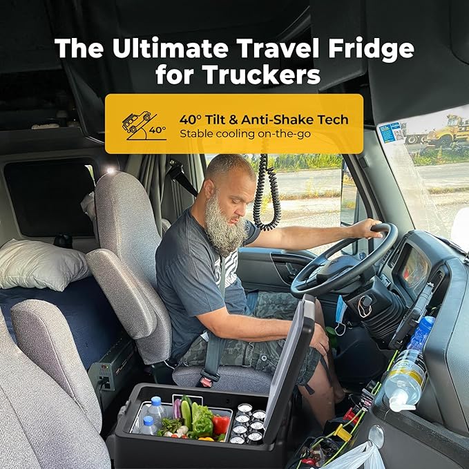 BougeRV 12V Refrigerator Fridge Freezer Portable Car Fridge 42 Quart Electric Cooler 12V/24V DC 110~240V AC for RV Camper Truck Jeep Pickup SUV Van Boat Camping Tailgating Road Trip Outdoor Travel