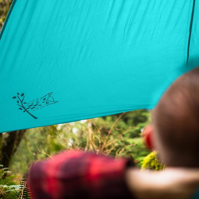 Wise Owl Outfitters Hammock Rain Fly – Waterproof Camping Tarp Cover with Tent Stakes & Carry Bag, Ultralight Shelter for Backpacking & Outdoor Shade