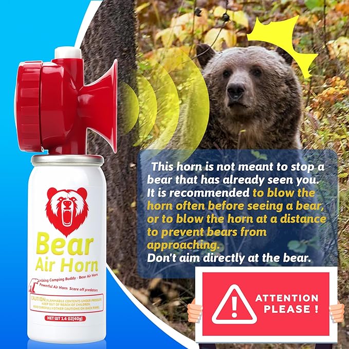1.4oz Bear Horn for Self Defense, 123dB Loud Mini Air Horn, Audible Up to 1/2 Mile, Safety Air Horn for Hiking,Camping and Outdoor Protection