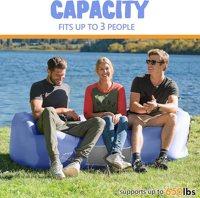 AlphaBeing Inflatable Lounger Beach Chair Accessories, Air Sofa Hammock Inflatable Couch for Camping Backyard Lakeside with Compression Sacks, Ideal Outdoor Gifts for Adults