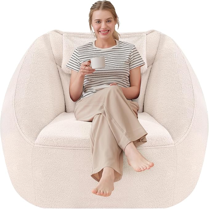 HABUTWAY Inflatable Bean Bag Chairs for Adult Blow up Chair Portable Inflatable Bean Bag Couch w/Electric Air Pump,Handle & Side Pocket for Movie Night Reading Gaming Living Room - Beige
