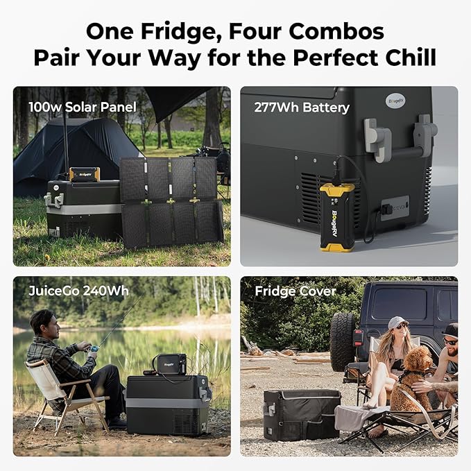 BougeRV 12V Portable Refrigerator Fridge Freezer Portable Car Fridge 53 Quart Electric Cooler12V/24V DC 110~240 V AC for RV Truck Jeep Pickup SUV Van Boat Camping Tailgating Road Trip Outdoor Travel