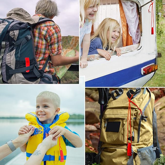 AUGSUN 10 Pcs Safety Whistle Marine Whistle Plastic Whistles with Lanyard for Emergency